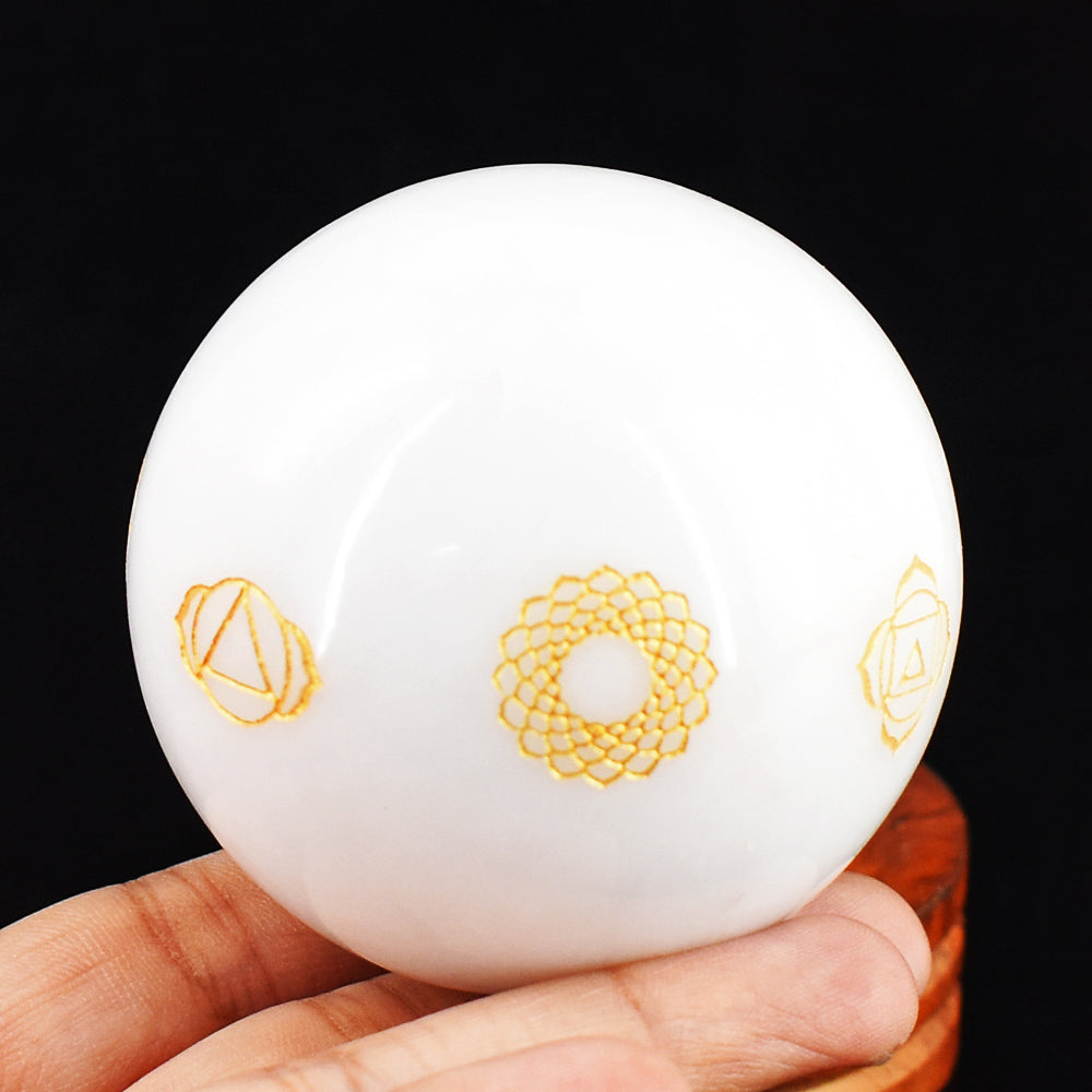 Exclusive 1550.00 Cts Genuine White Agate Seven Chakra Crystal Specimen Gemstone Healing Sphere