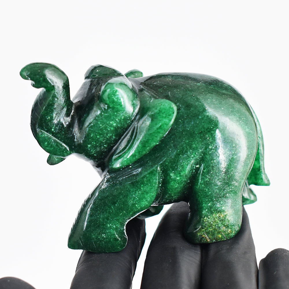 Stunning 1022.00 Cts Genuine Green Jade Hand Carved Crystal Gemstone Elephant Carving