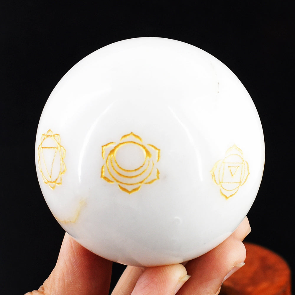 Exclusive 1550.00 Cts Genuine White Agate Seven Chakra Crystal Specimen Gemstone Healing Sphere