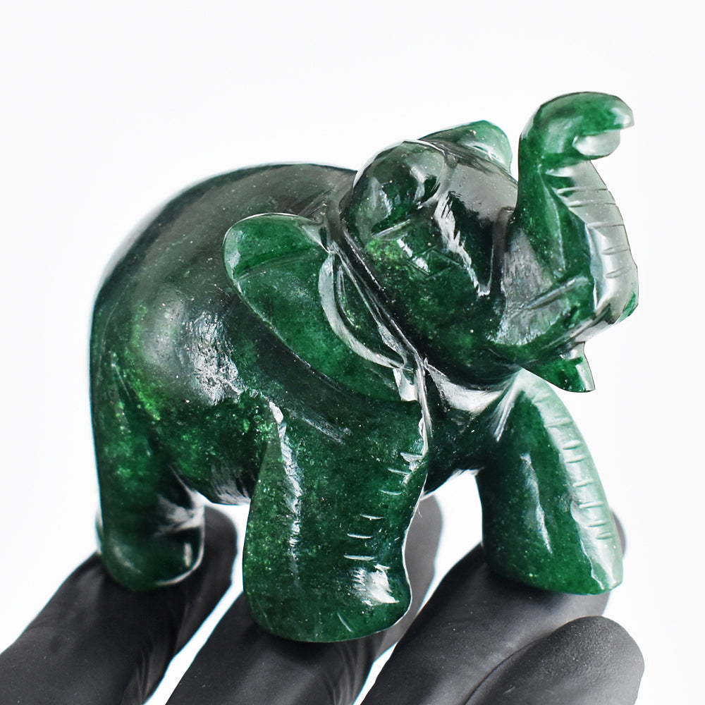 Stunning 1022.00 Cts Genuine Green Jade Hand Carved Crystal Gemstone Elephant Carving