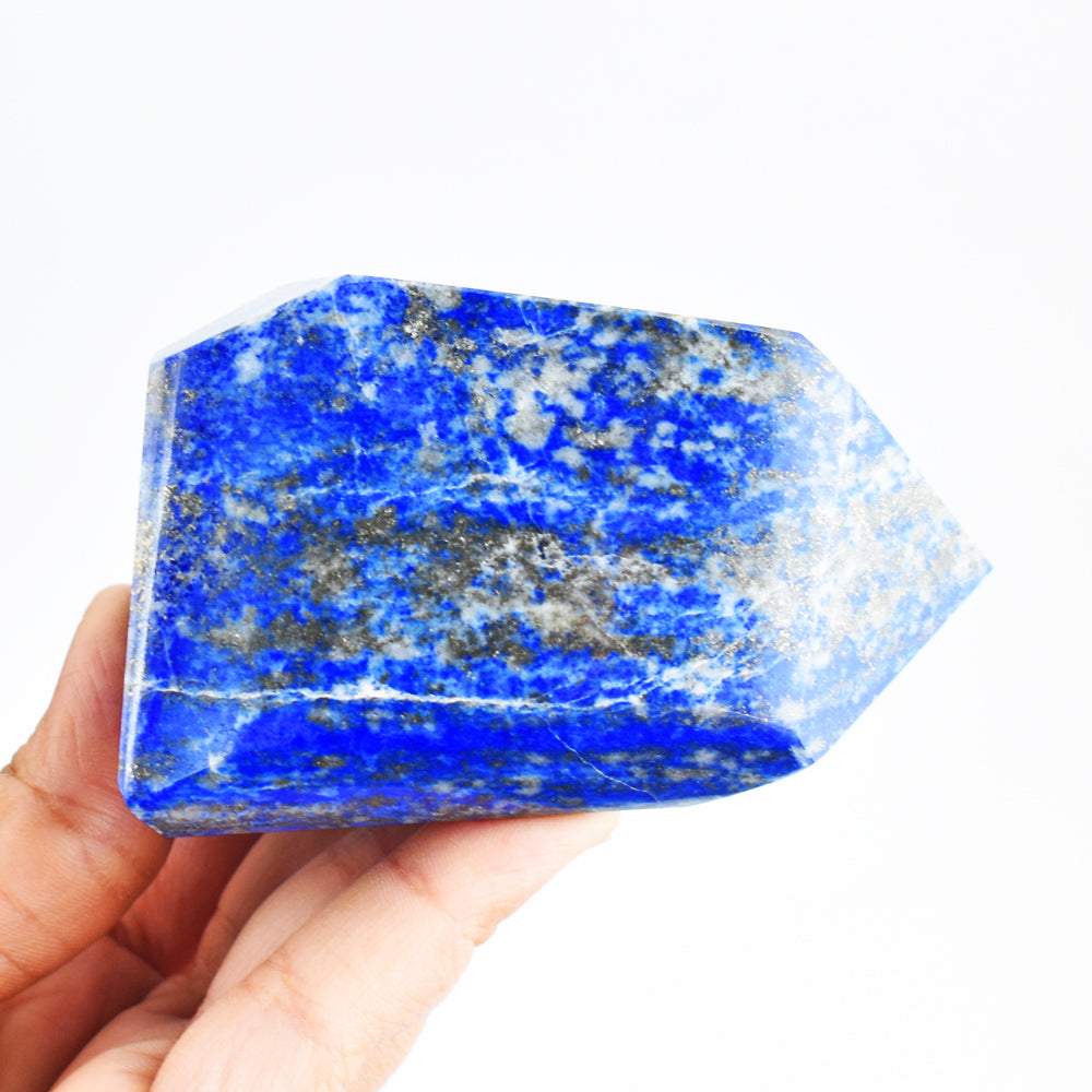 Genuine 1900.00 Cts Genuine Blue Lapis Lazuli Free Form Crystal Specimen Gemstone Tower