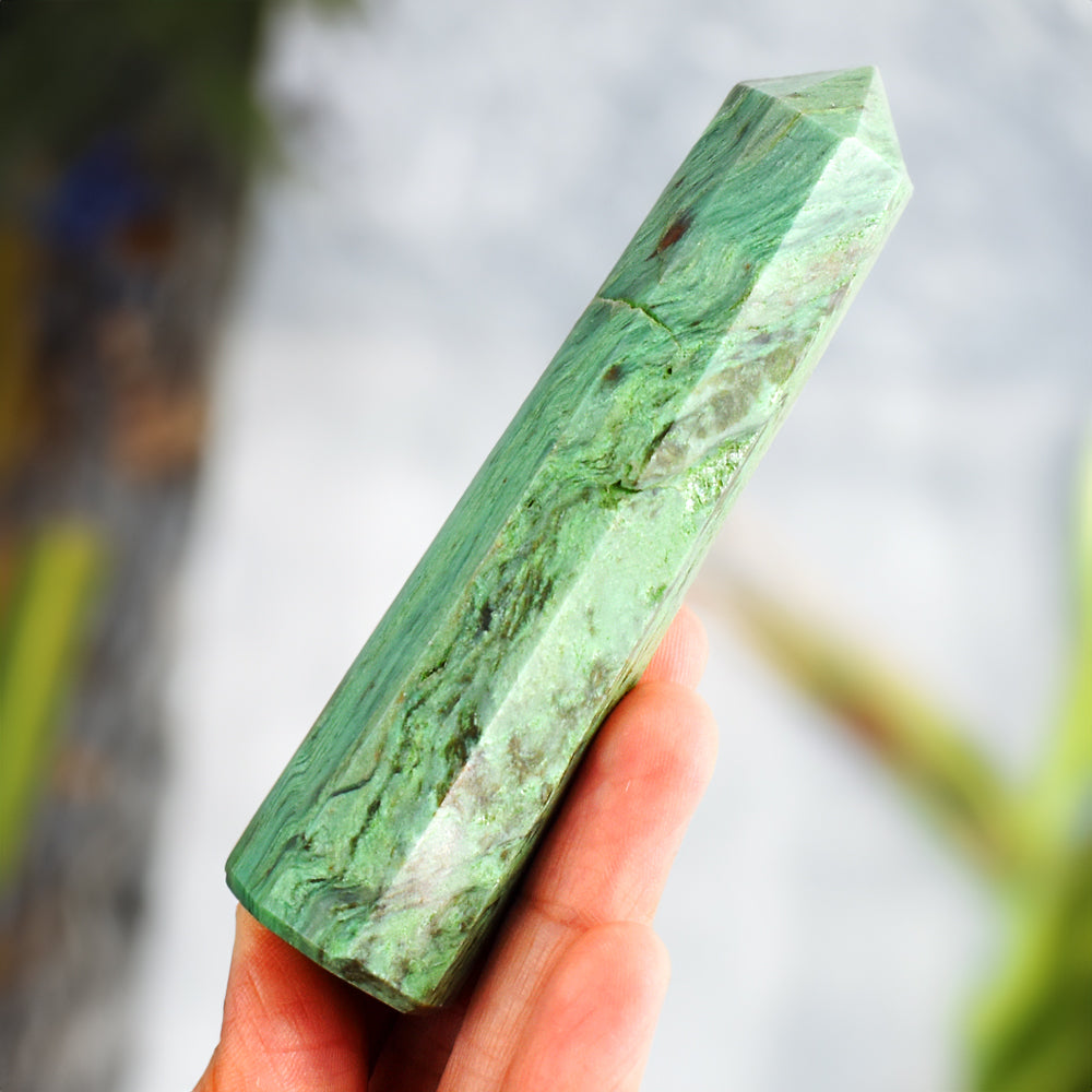 409.00 Carats Genuine Green Chalcedony Crystal Specimen Gemstone Healing Point