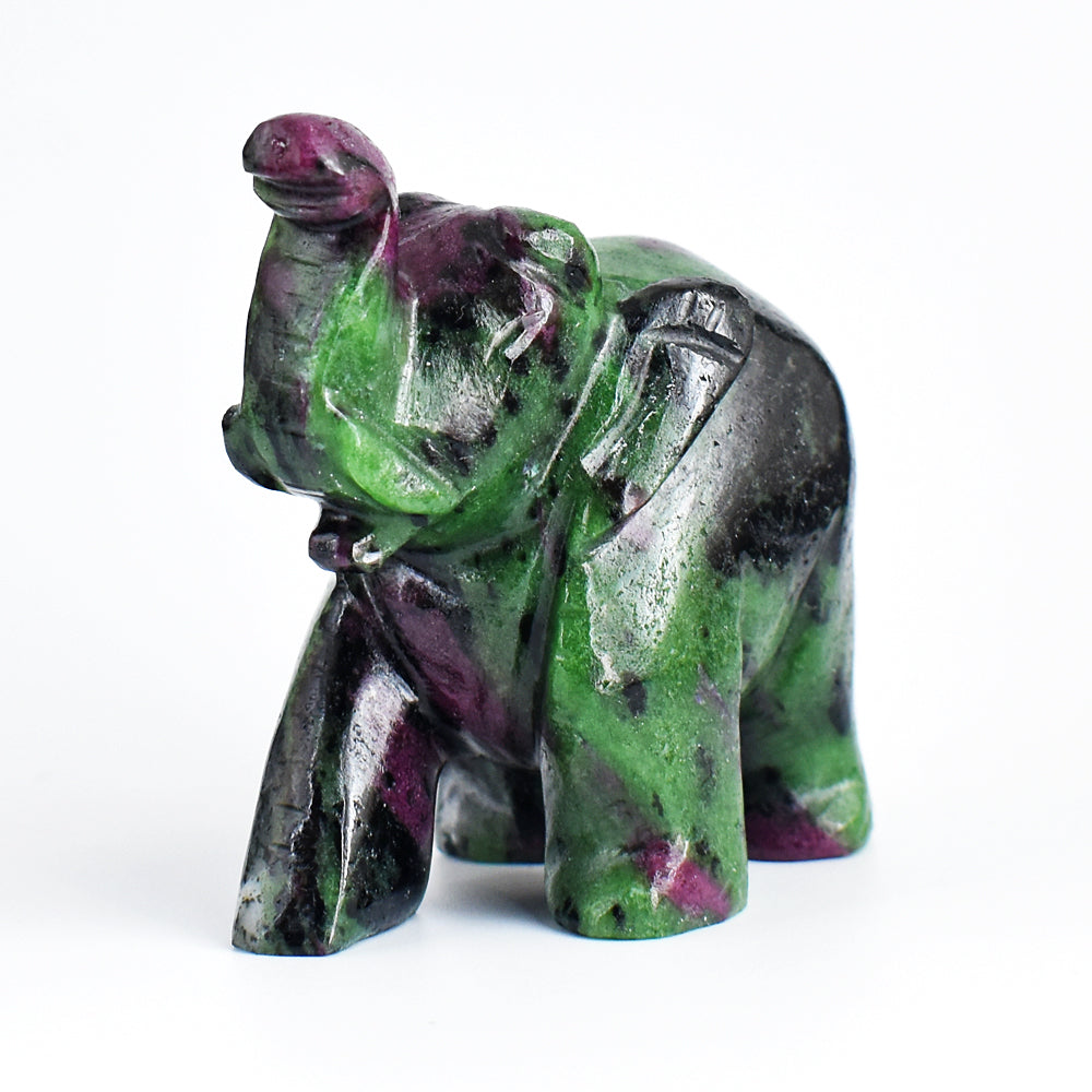 Artisian 1320.00 Cts Genuine Ruby Zoisite Hand Carved  Crystal Gemstone Carving Elephant