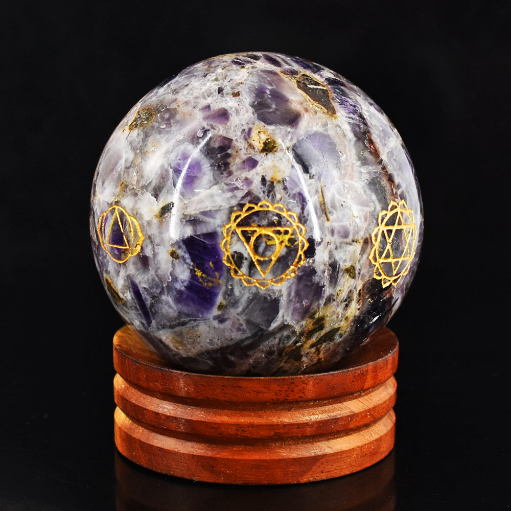 Natural 1705.00 Cts Genuine Amethyst Seven Chakra Crystal Specimen Healing Sphere Gemstone