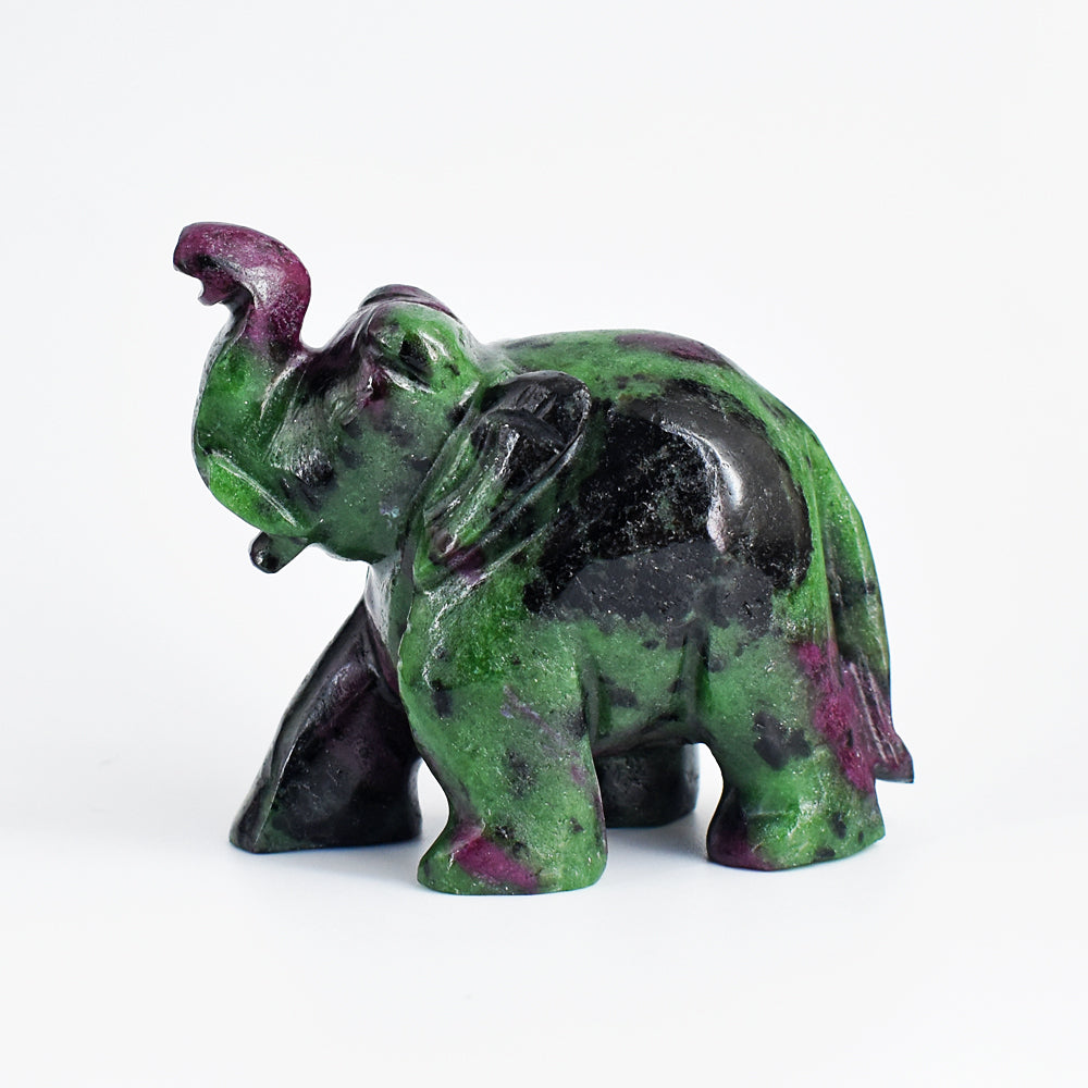 Artisian 1320.00 Cts Genuine Ruby Zoisite Hand Carved  Crystal Gemstone Carving Elephant