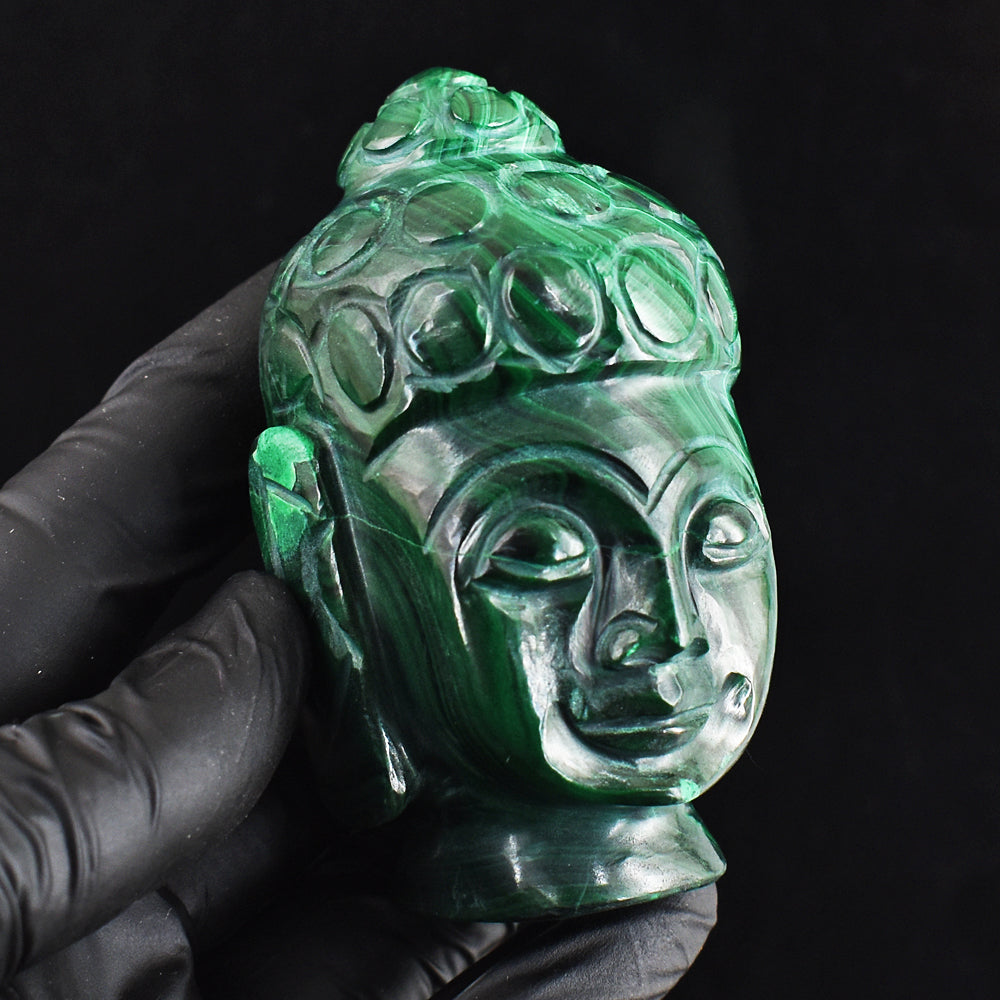 Genuine 1631.00 Carats Amazing Green Malachite Hand Carved Crystal Buddha Head Gemstone Carving