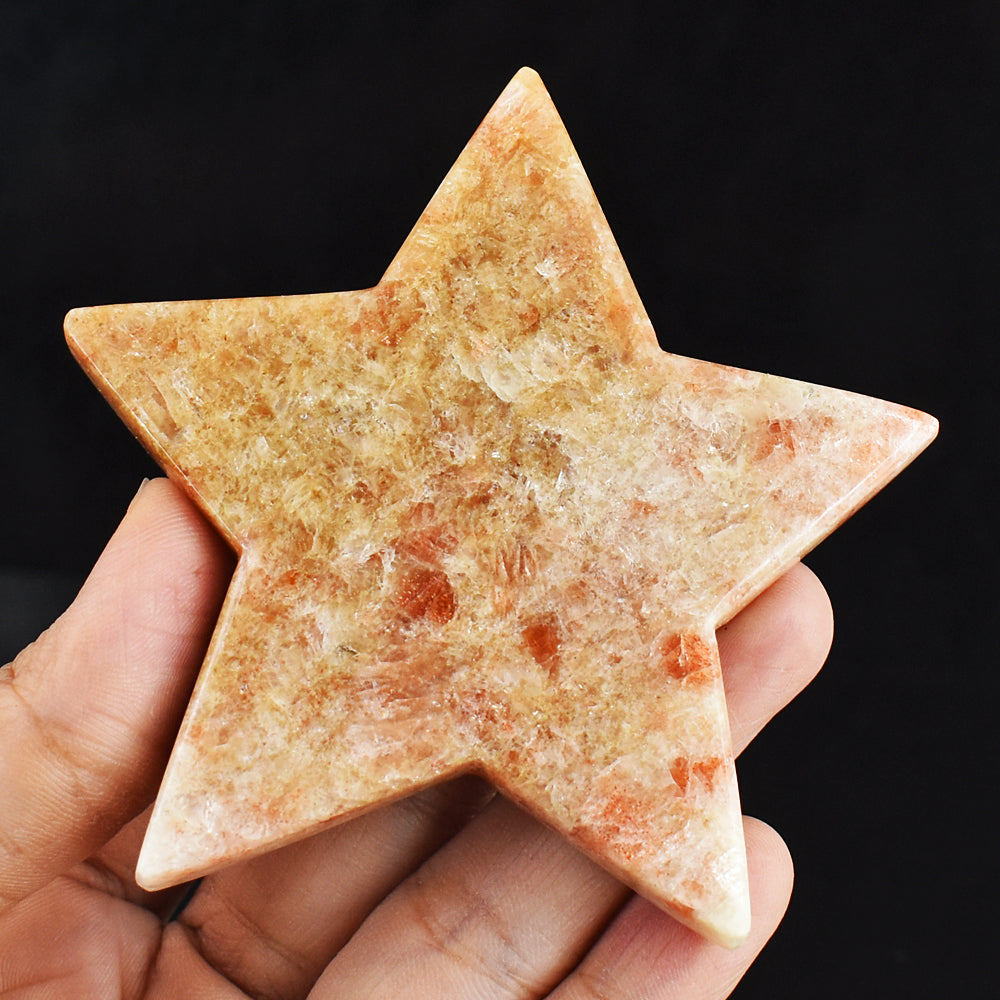 Amazing 384.00 Cts Genuine Sunstone Crystal Specimen Gemstone Star