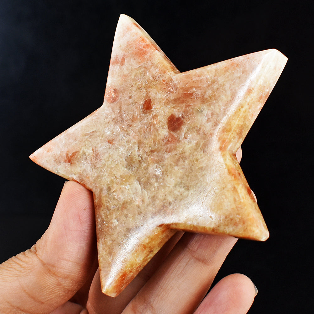 Amazing 384.00 Cts Genuine Sunstone Crystal Specimen Gemstone Star