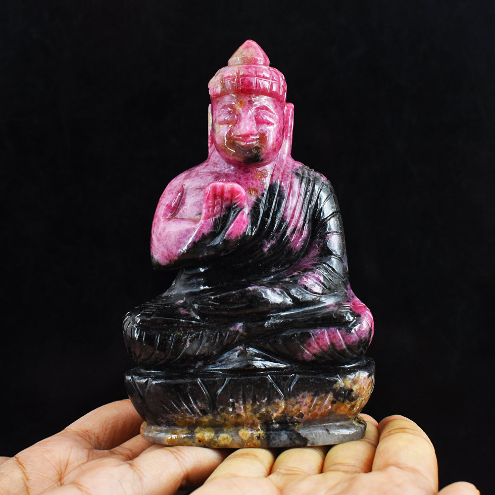 Beautiful Rhodonite Hand Carved Genuine Crystal Gemstone Carving Lord Buddha