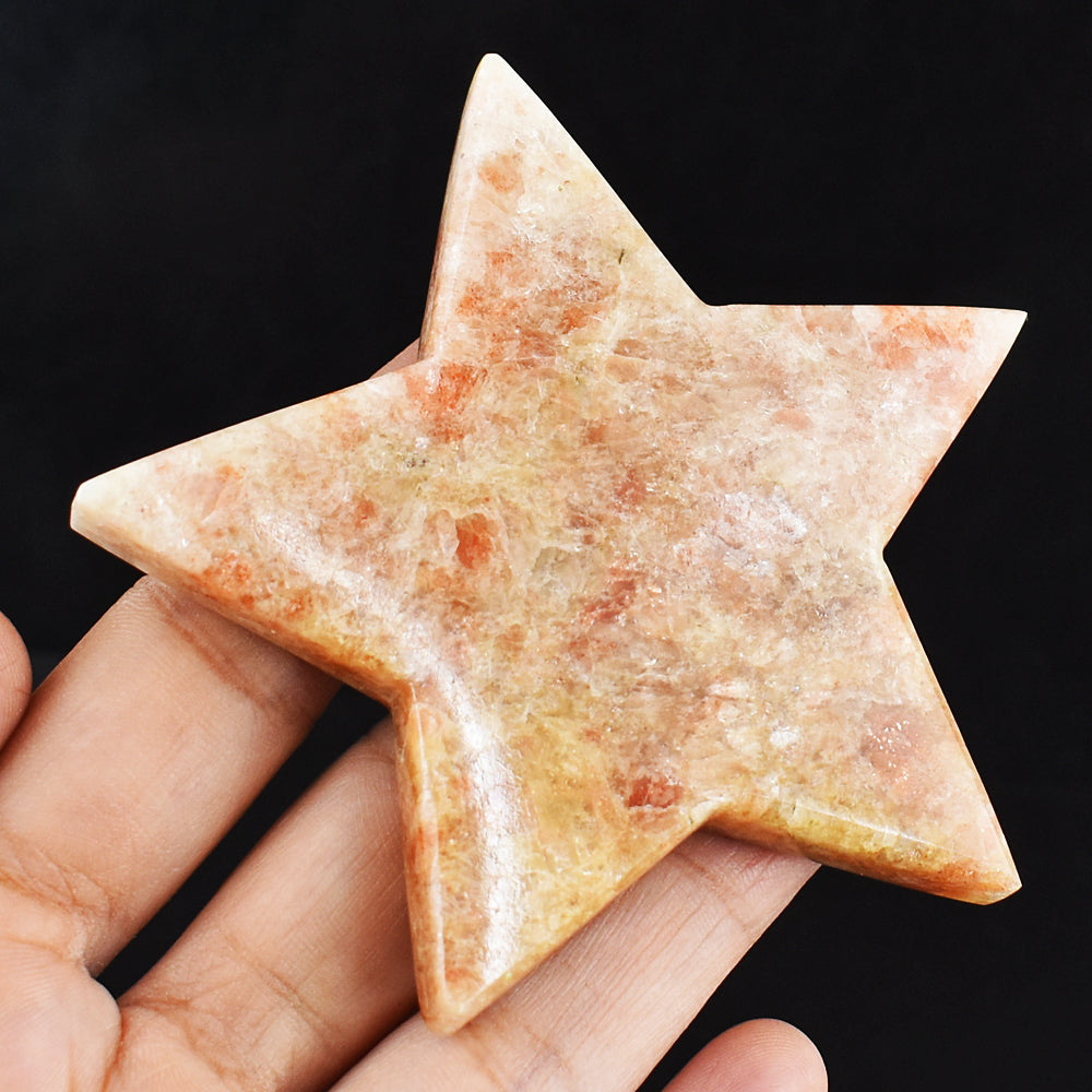 Amazing 384.00 Cts Genuine Sunstone Crystal Specimen Gemstone Star