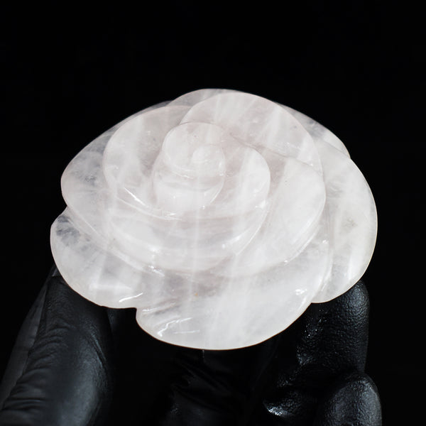 Natural 393.00 Cts Genuine Pink Rose Quartz Hand Carved Crystal Rose Gemstone Carving