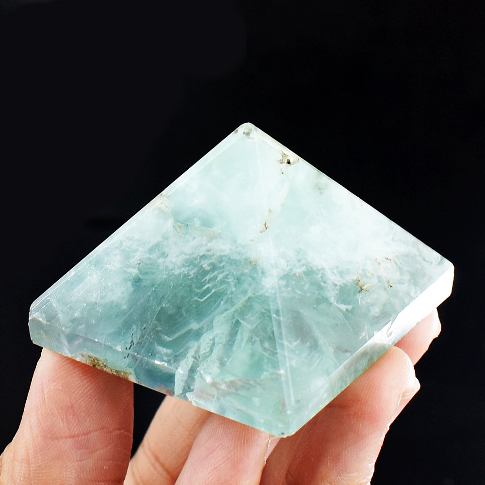 Natural 485.00 Cts Genuine Green Fluorite Crystal Specimen Healing Gemstone Pyramid