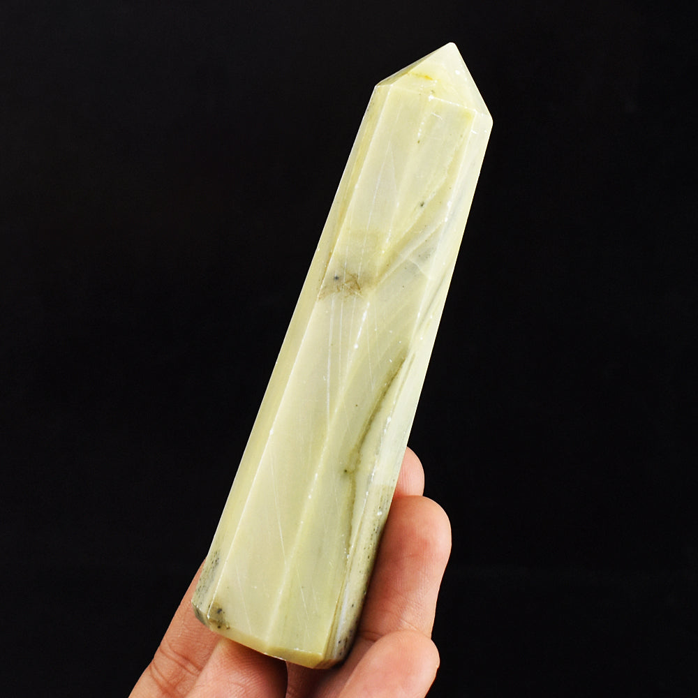 Artisian  436.00 Carats  Genuine  Serpentine Hand Carved Crystal Gemstone Healing Point