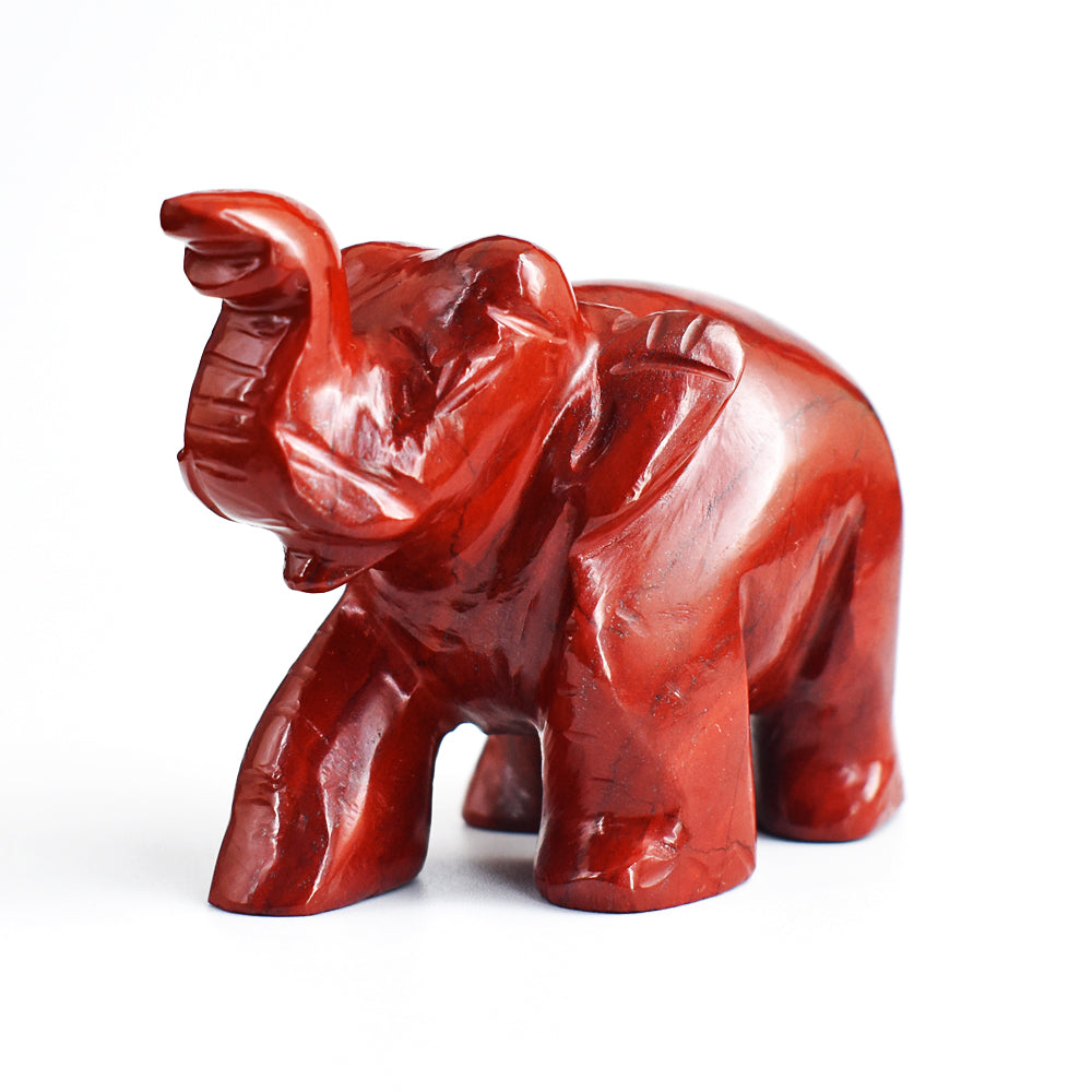 Awesome  756.00  Cts  Red Jasper Hand Carved Genuine Crystal Gemstone Carving Elephant