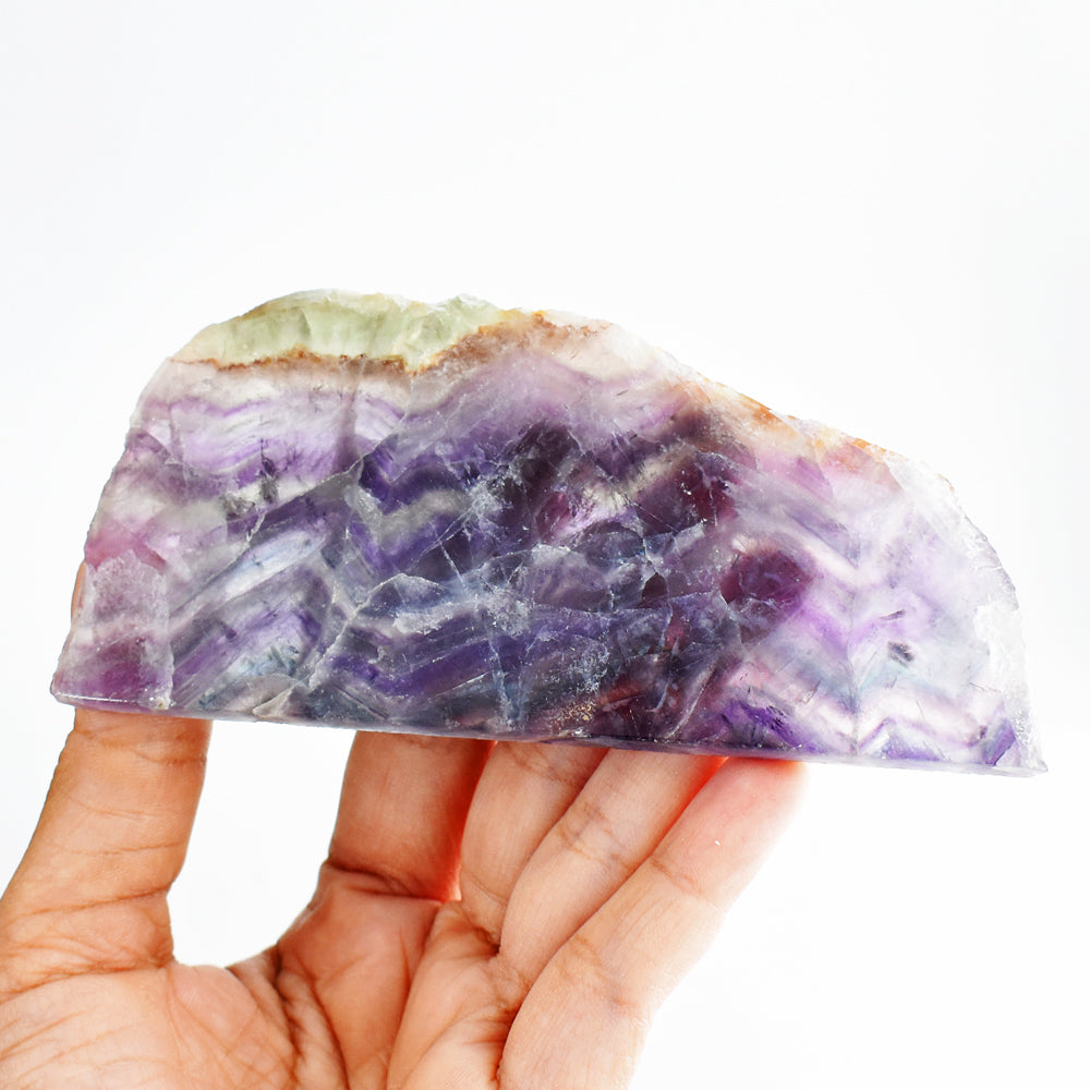 Amazing 650.00 Cts Genuine Multicolor Fluorite Crystal Specimen Gemstone Slab