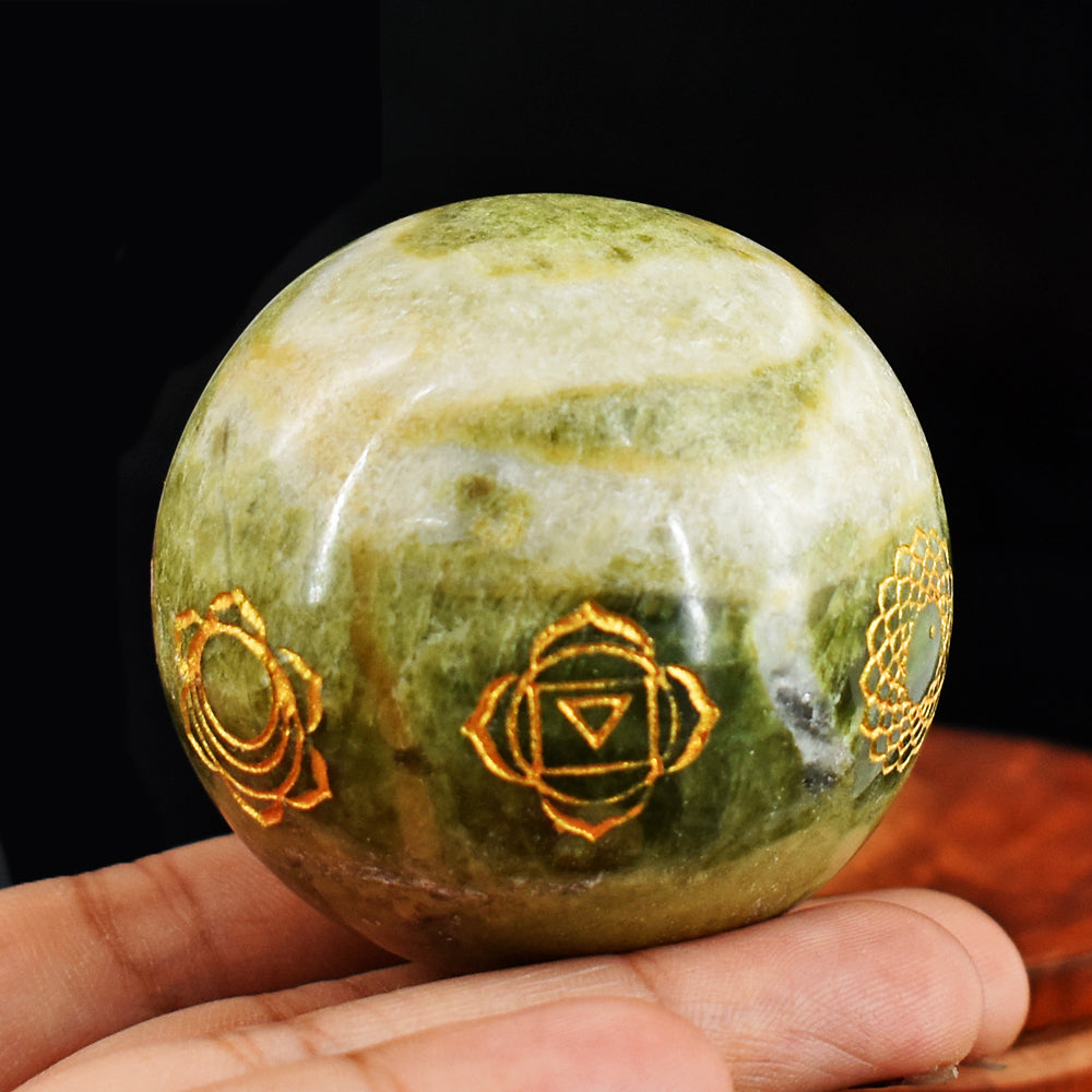 Natural 1024.00 Cts Genuine Serpentine Seven Chakra Crystal Specimen Gemstone Healing Sphere