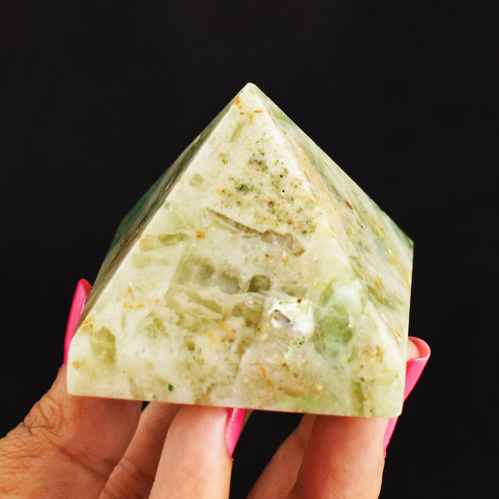 Craftsmen  605.00  Carats Genuine Green Fluorite Hand  Carved Gemstone Healing Pyramid