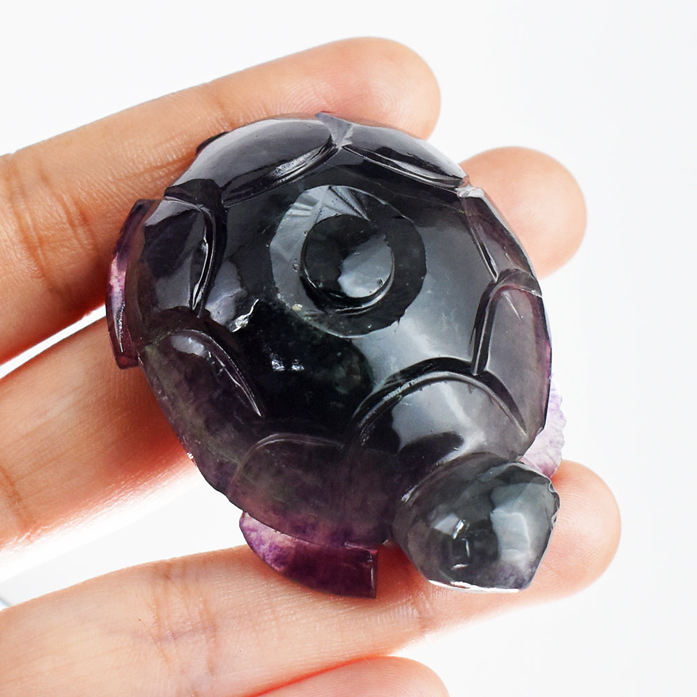 Gorgeous 452.00  Carats Genuine  Multicolor Fluorite Hand Carved Crystal Gemstone Turtle Carving