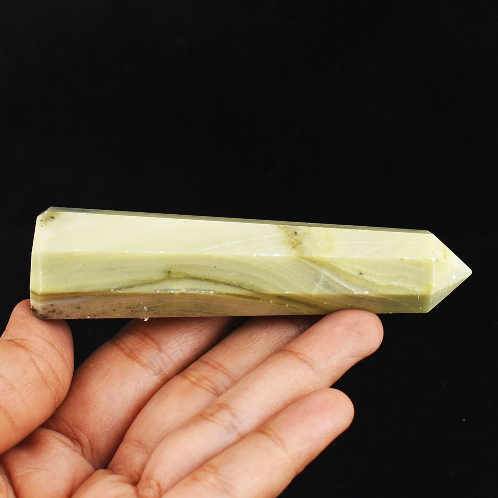 Artisian  436.00 Carats  Genuine  Serpentine Hand Carved Crystal Gemstone Healing Point