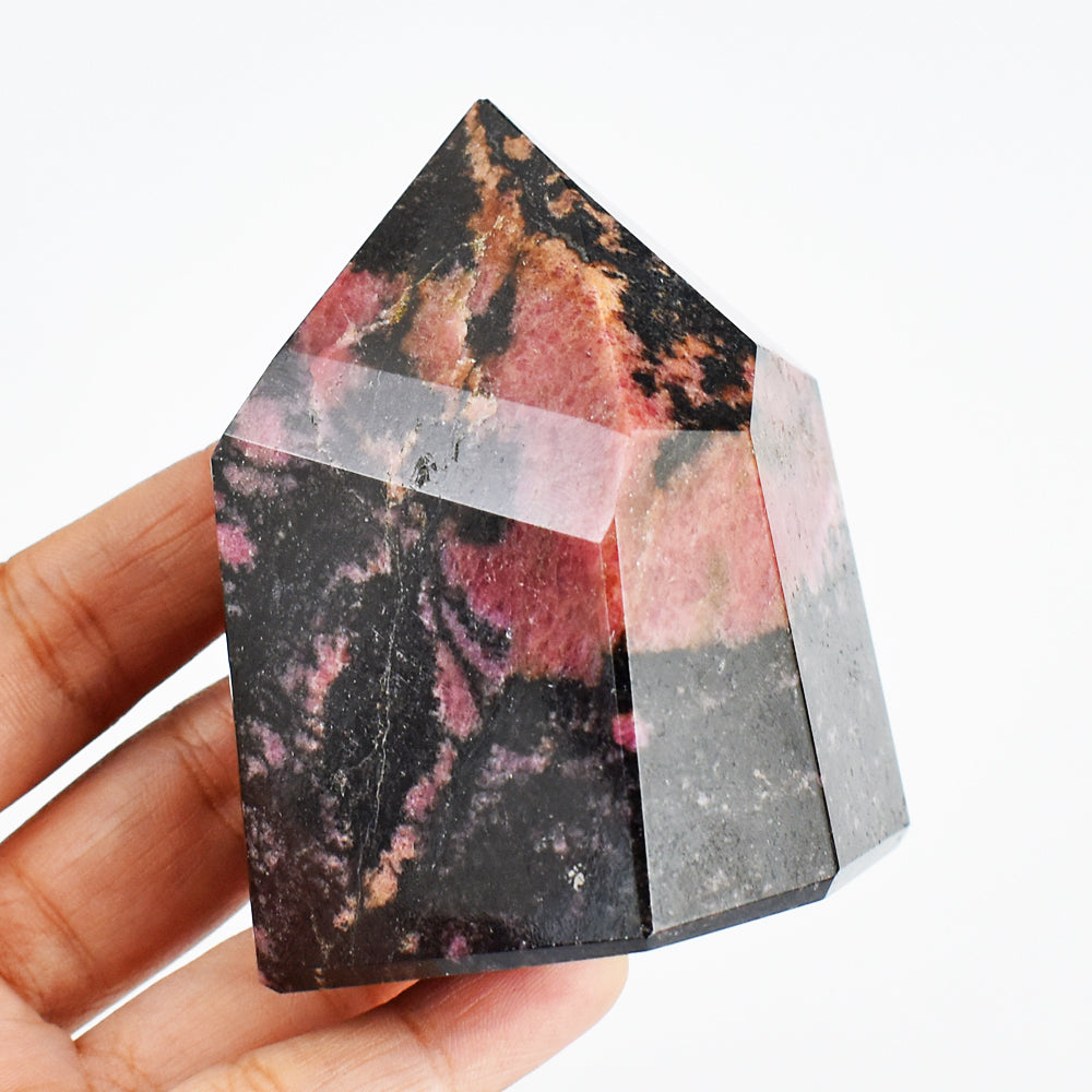 Exclusive 2111.00 Cts Genuine Rhodonite Free Form Crystal Specimen Gemstone Tower