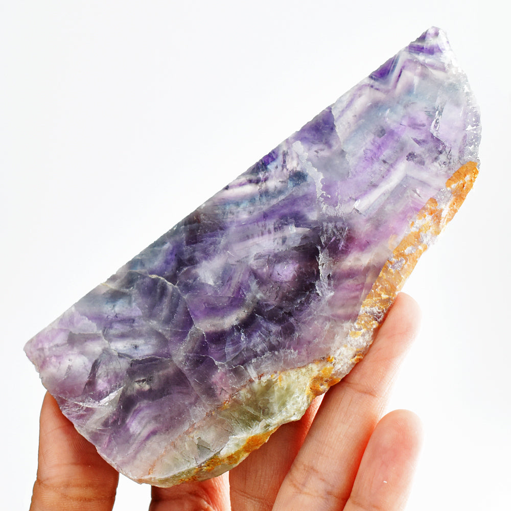 Amazing 650.00 Cts Genuine Multicolor Fluorite Crystal Specimen Gemstone Slab