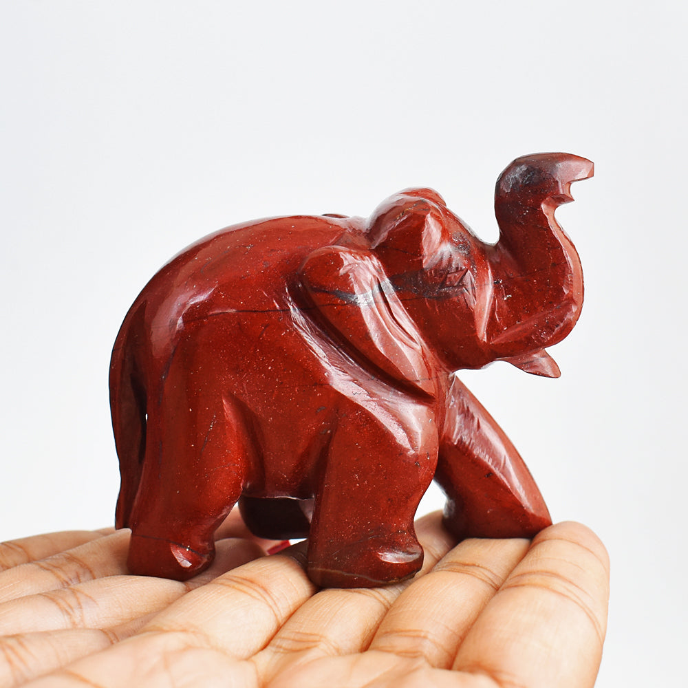 Gorgeous 968.00 Cts Genuine Red Jasper Hand Carved Crystal Gemstone Carving Elephant