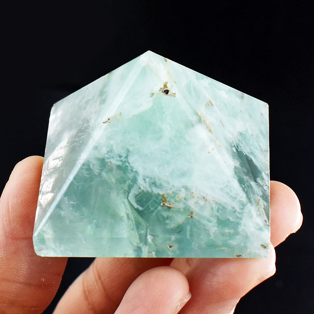 Natural 485.00 Cts Genuine Green Fluorite Crystal Specimen Healing Gemstone Pyramid