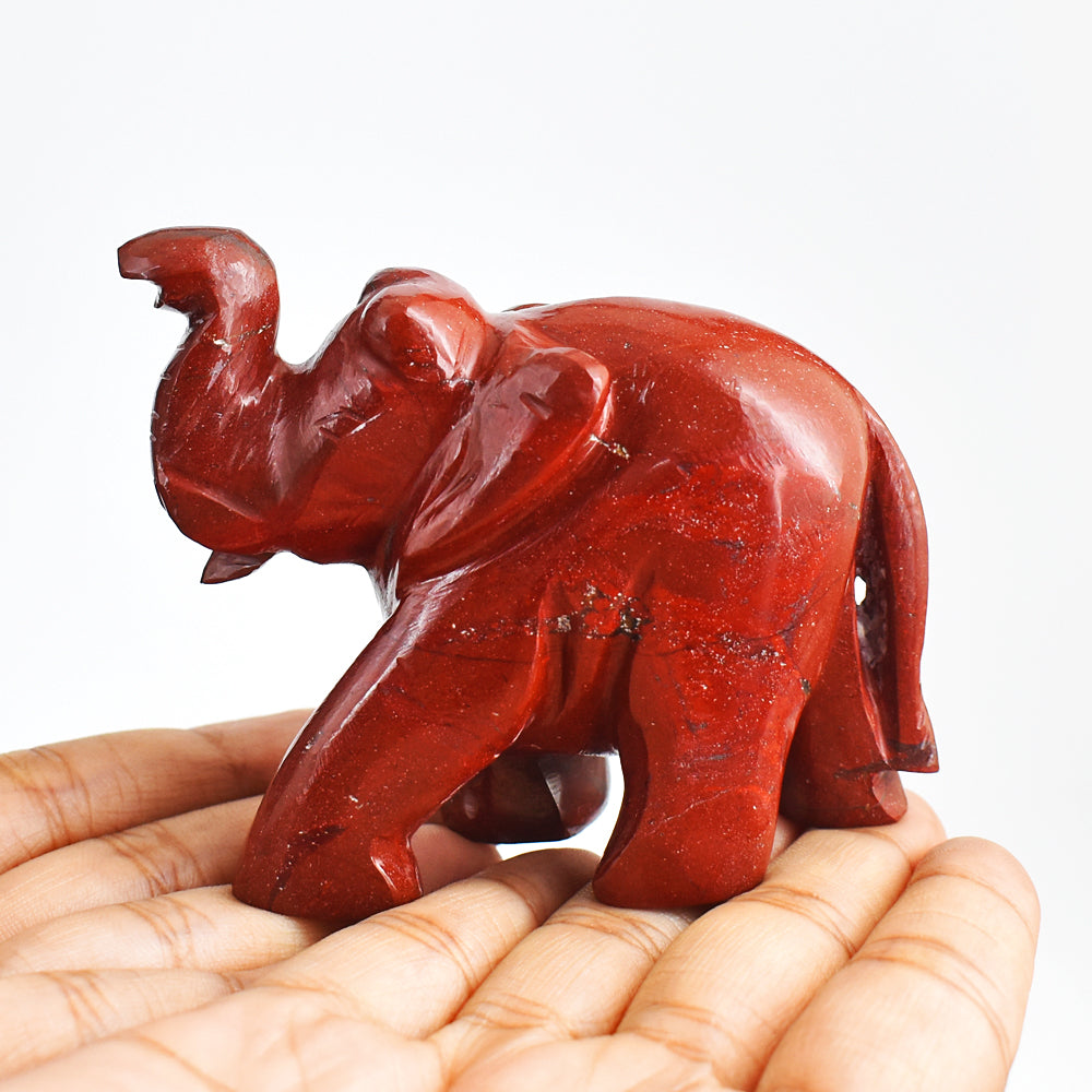 Gorgeous 968.00 Cts Genuine Red Jasper Hand Carved Crystal Gemstone Carving Elephant