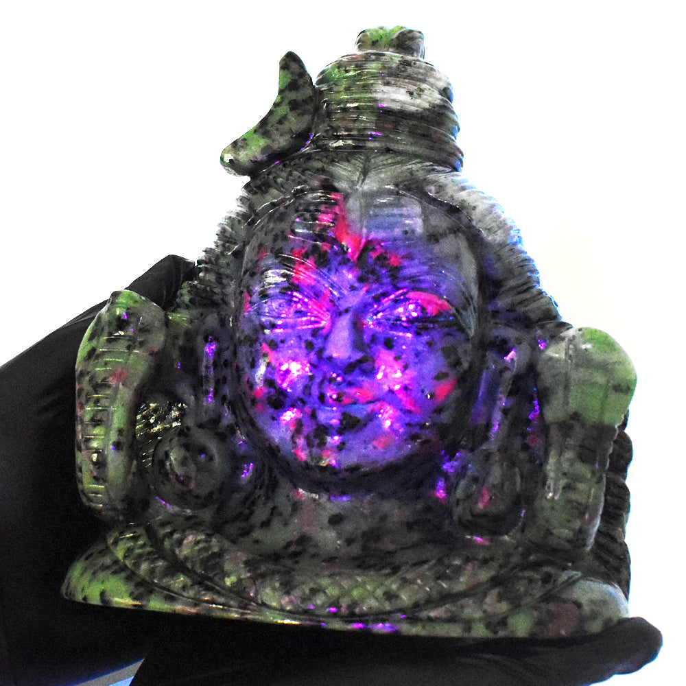 Amazing 12690.00 Cts Genuine Ruby Zoisite Hand Carved Crystal Gemstone Shiva Head Carving