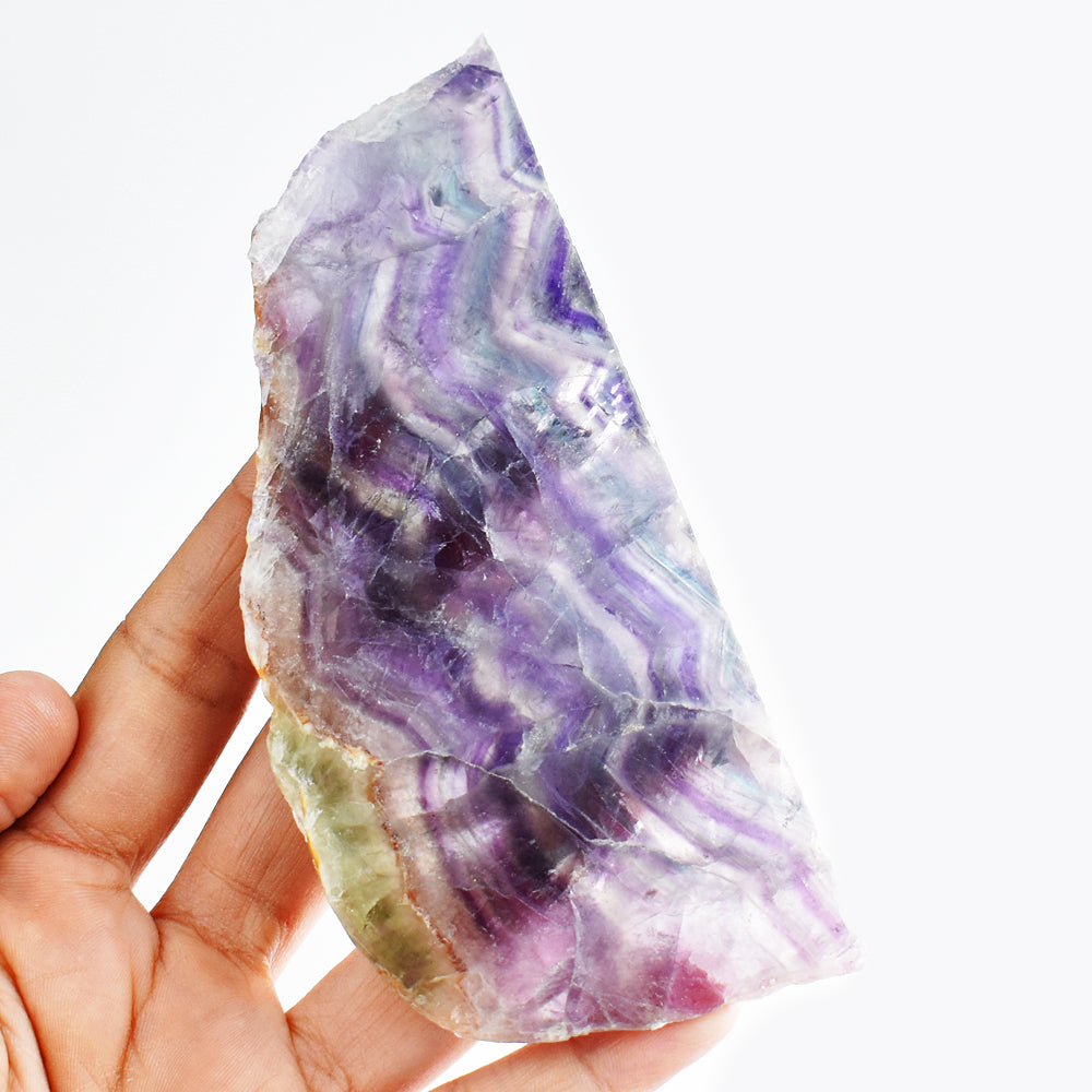 Amazing 650.00 Cts Genuine Multicolor Fluorite Crystal Specimen Gemstone Slab