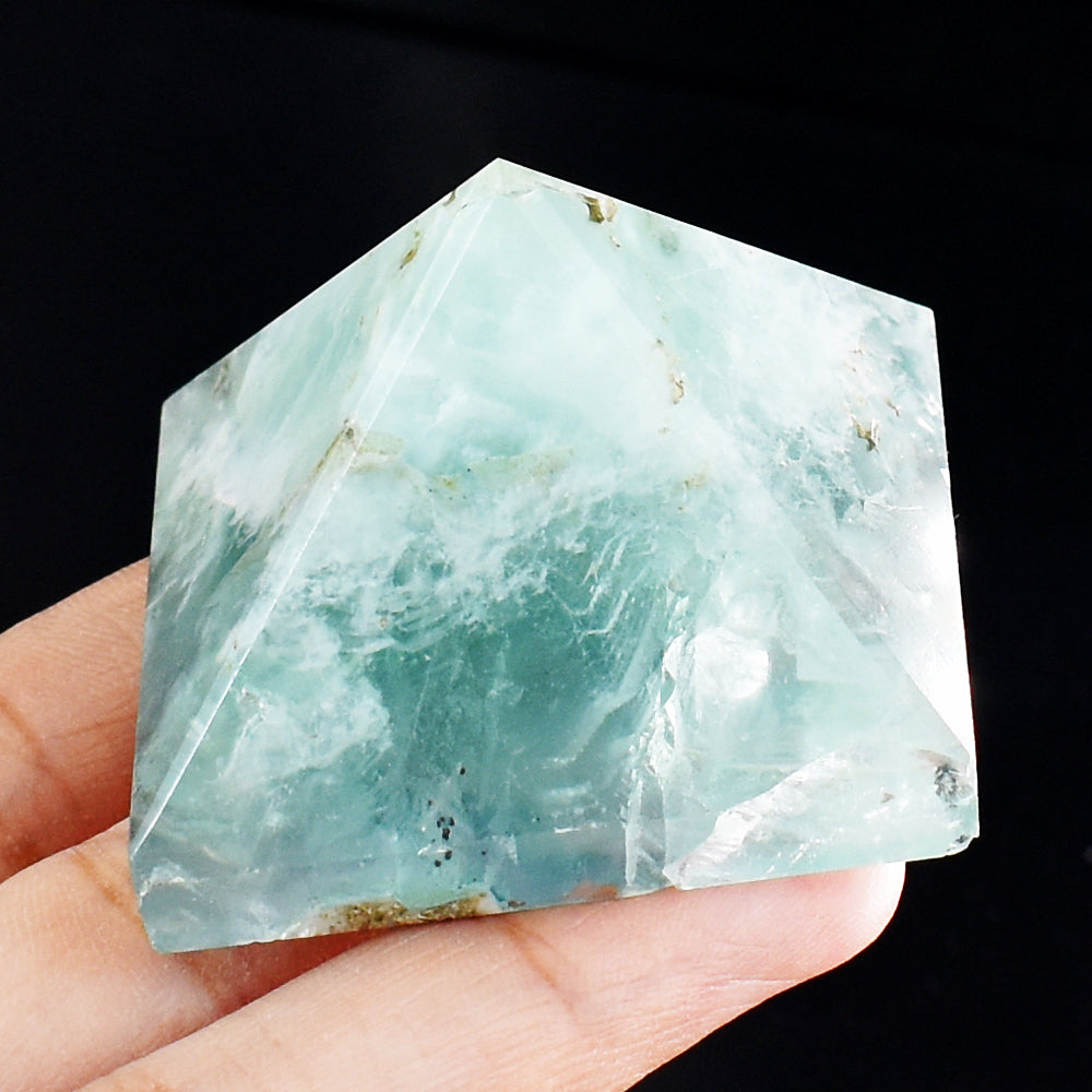 Natural 485.00 Cts Genuine Green Fluorite Crystal Specimen Healing Gemstone Pyramid