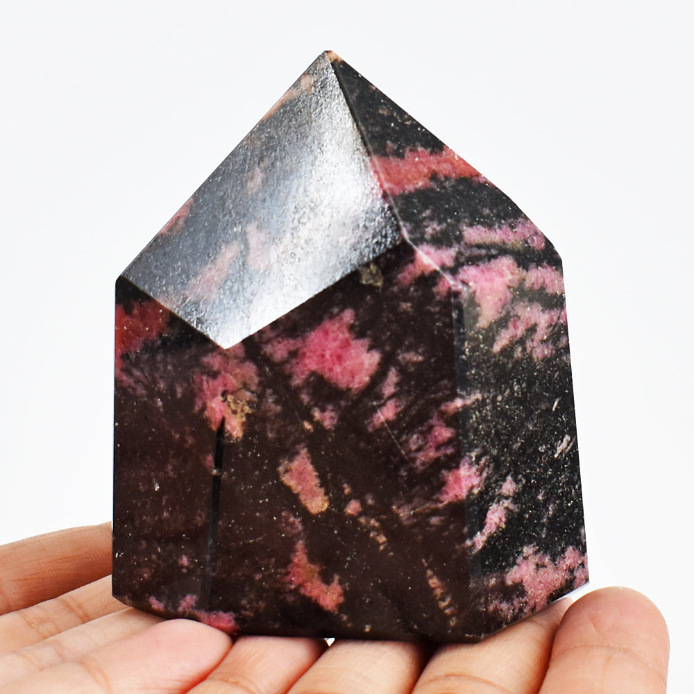 Exclusive 2111.00 Cts Genuine Rhodonite Free Form Crystal Specimen Gemstone Tower