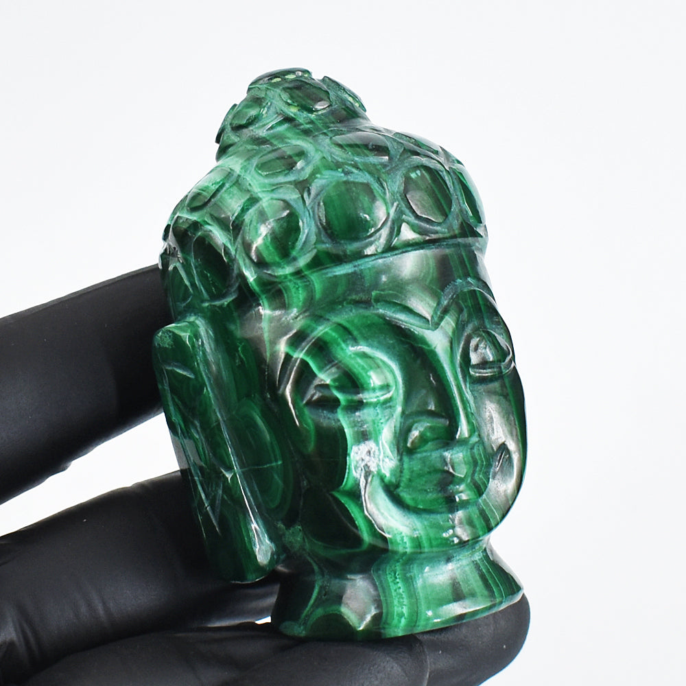 Craftsmen 1012.00 Cts Genuine Malachite Hand Carved Crystal Gemstone Buddha Head Carving