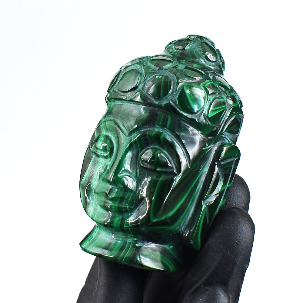 Craftsmen 1012.00 Cts Genuine Malachite Hand Carved Crystal Gemstone Buddha Head Carving