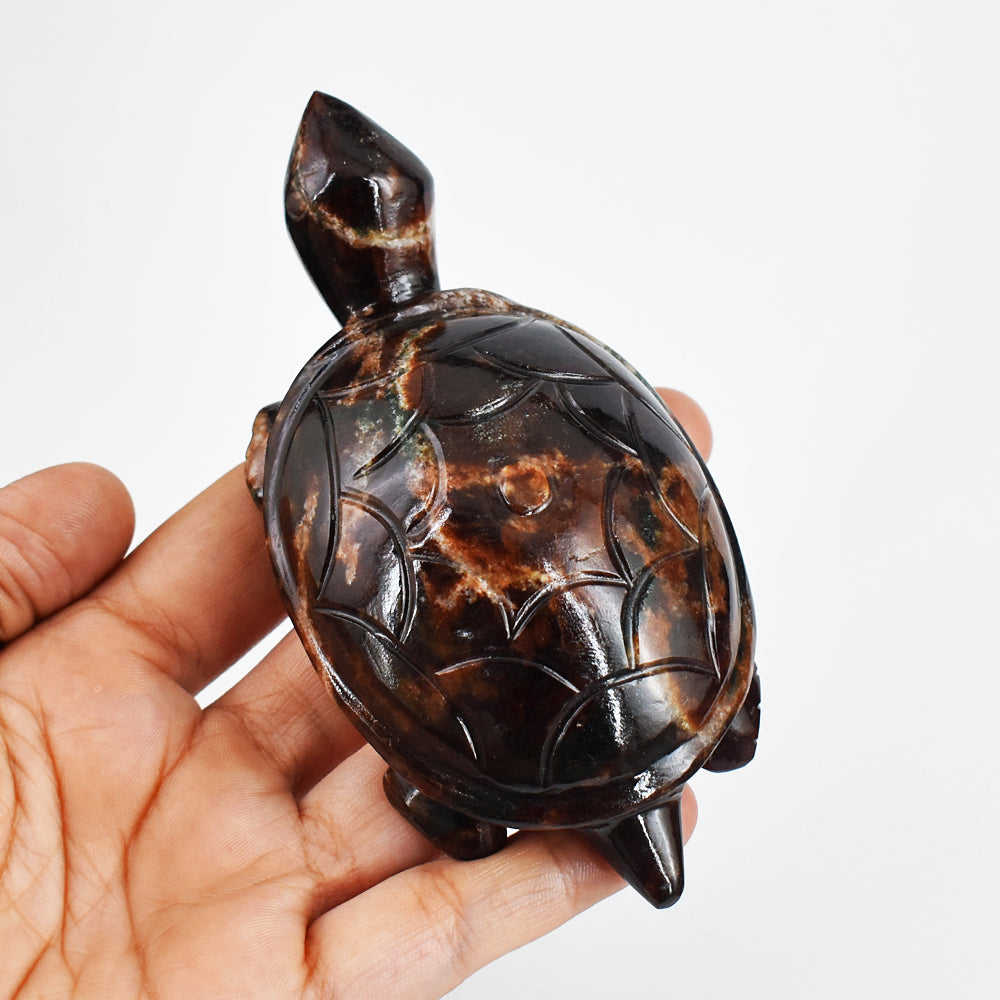 Beautiful  1531.00 Carats  Genuine Garnet  Hand Carved Crystal  Gemstone Turtle Carving