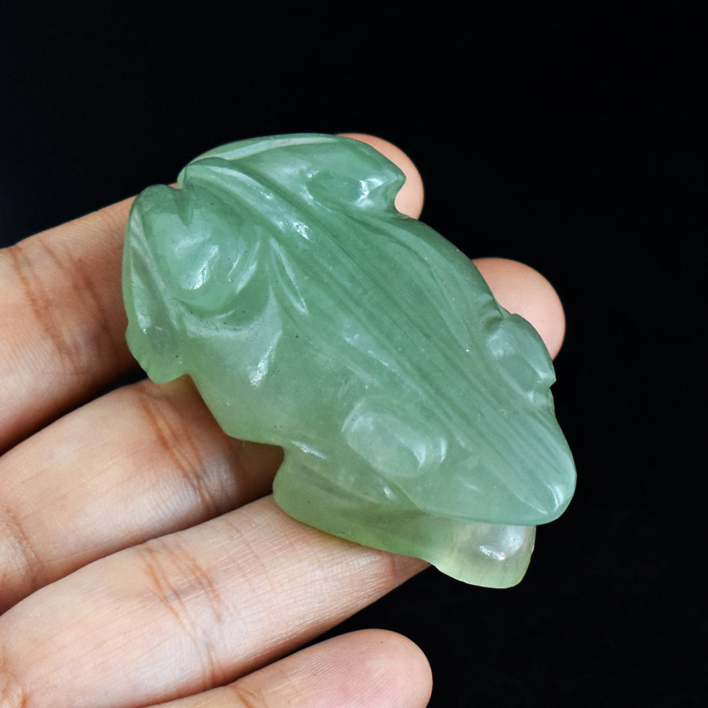 Craftsmen 295.00 Carats Genuine Green Aventurinee Hand Carved  Crystal Gemstone Carving Frog