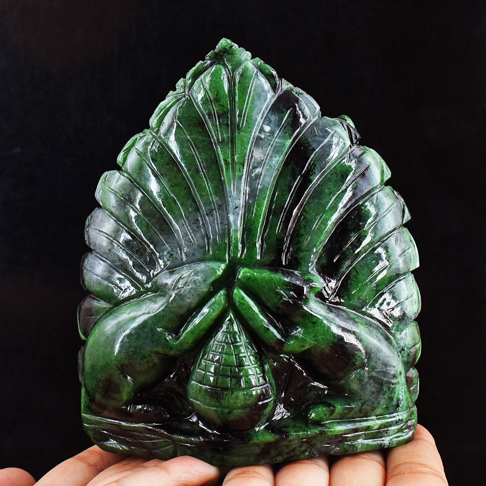 Artisian 5711.00 Cts Genuine Ruby Zoisite Hand Carved Crystal Gemstone Lord Ganesha Carving