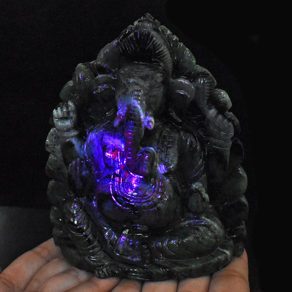 Artisian 5711.00 Cts Genuine Ruby Zoisite Hand Carved Crystal Gemstone Lord Ganesha Carving