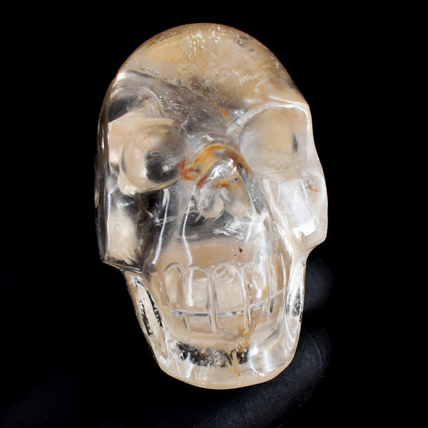 Exclusive 643.00 Carats Genuine White Quartz Hand Carved Crystal Gemstone Skull Carving