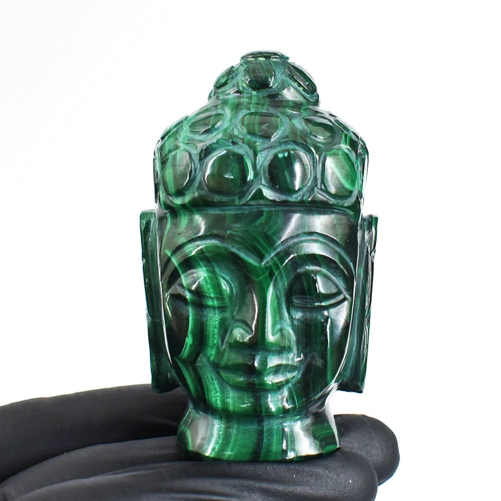 Craftsmen 1012.00 Cts Genuine Malachite Hand Carved Crystal Gemstone Buddha Head Carving