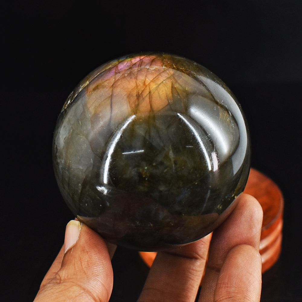 Orange Flash Labradorite 1500.00 Cts Genuine Hand Carved Healing Crystal Gemstone Sphere