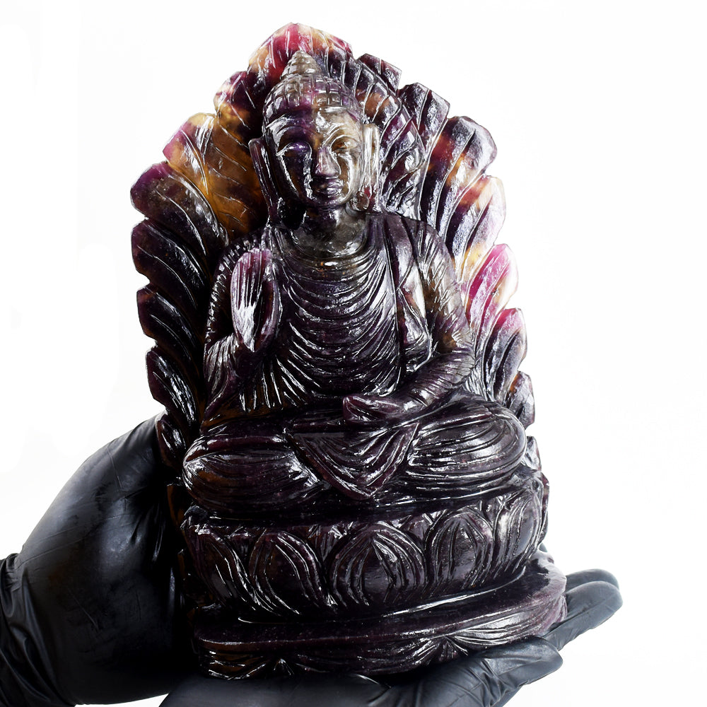 Awesome 10080.00 Cts Genuine Pink Tourmaline hand Carved Crystal Gemstone Buddha Statue Carving