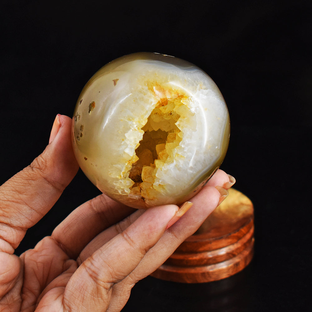 Exclusive  1124.00 Cts  Genuine Agate Druzy  Hand Carved Crystal Healing Sphere Gemstone