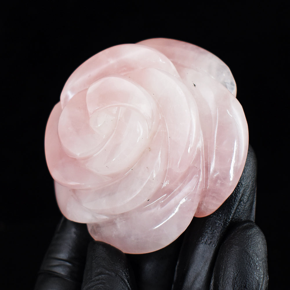 Beautiful 470.00 Cts Genuine Rose Quartz Hand Carved Crystal Rose Gemstone Carving