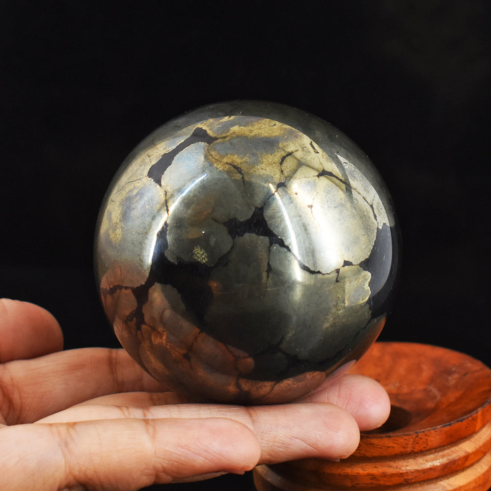 Exclusive 3109.00 Carat Carved Pyrite Reiki Crystal Healing Sphere