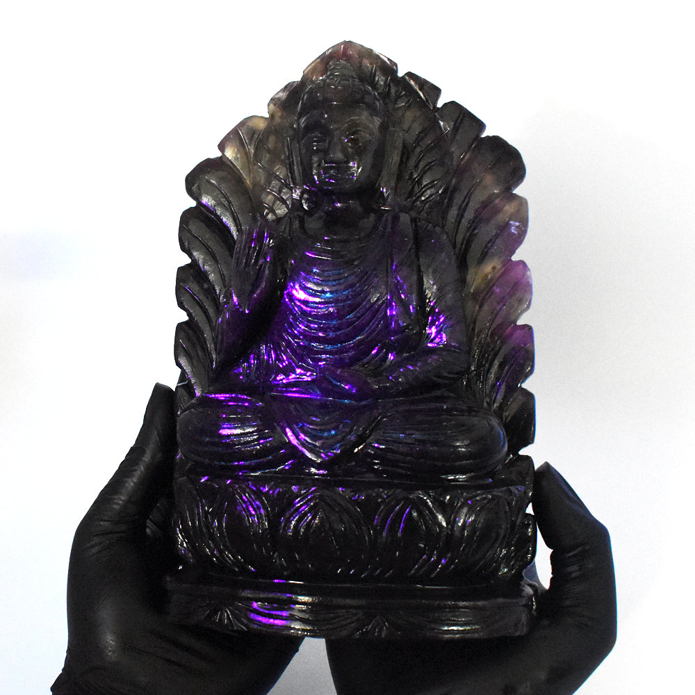 Awesome 10080.00 Cts Genuine Pink Tourmaline hand Carved Crystal Gemstone Buddha Statue Carving