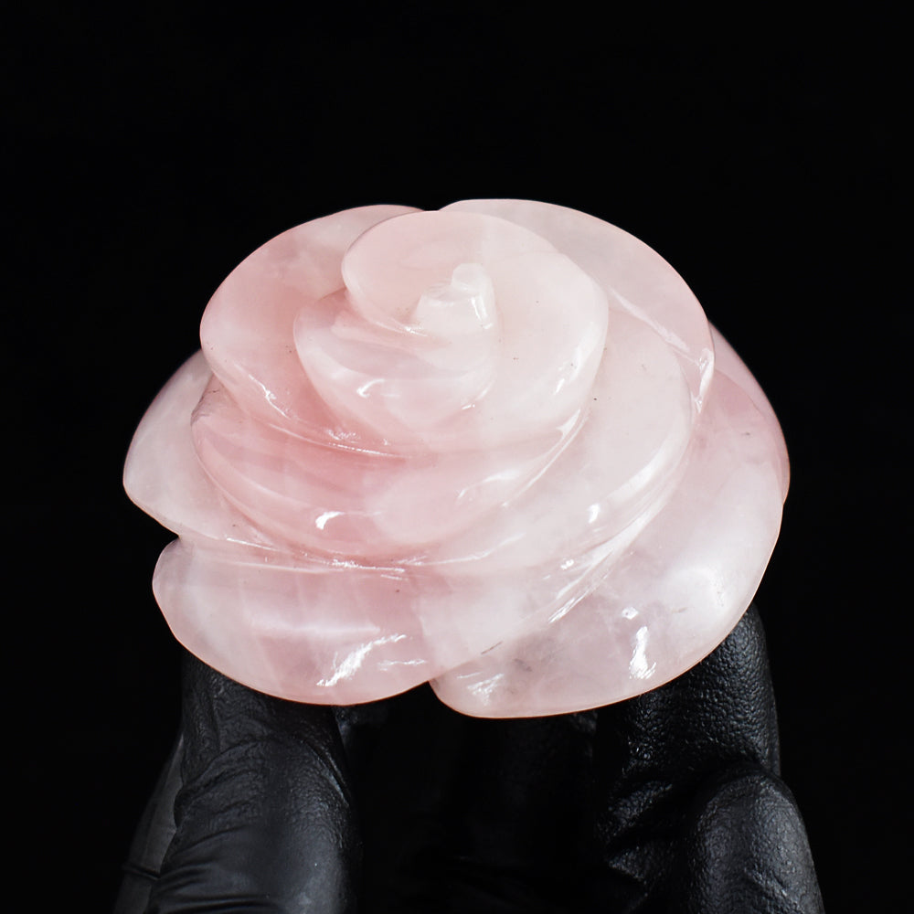 Beautiful 470.00 Cts Genuine Rose Quartz Hand Carved Crystal Rose Gemstone Carving