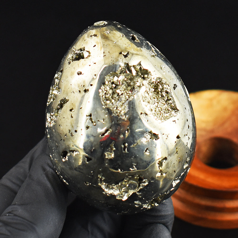 Awesome 1380.00 Cts Genuine Pyrite Druzy Crystal Specimen Healing Gemstone Egg