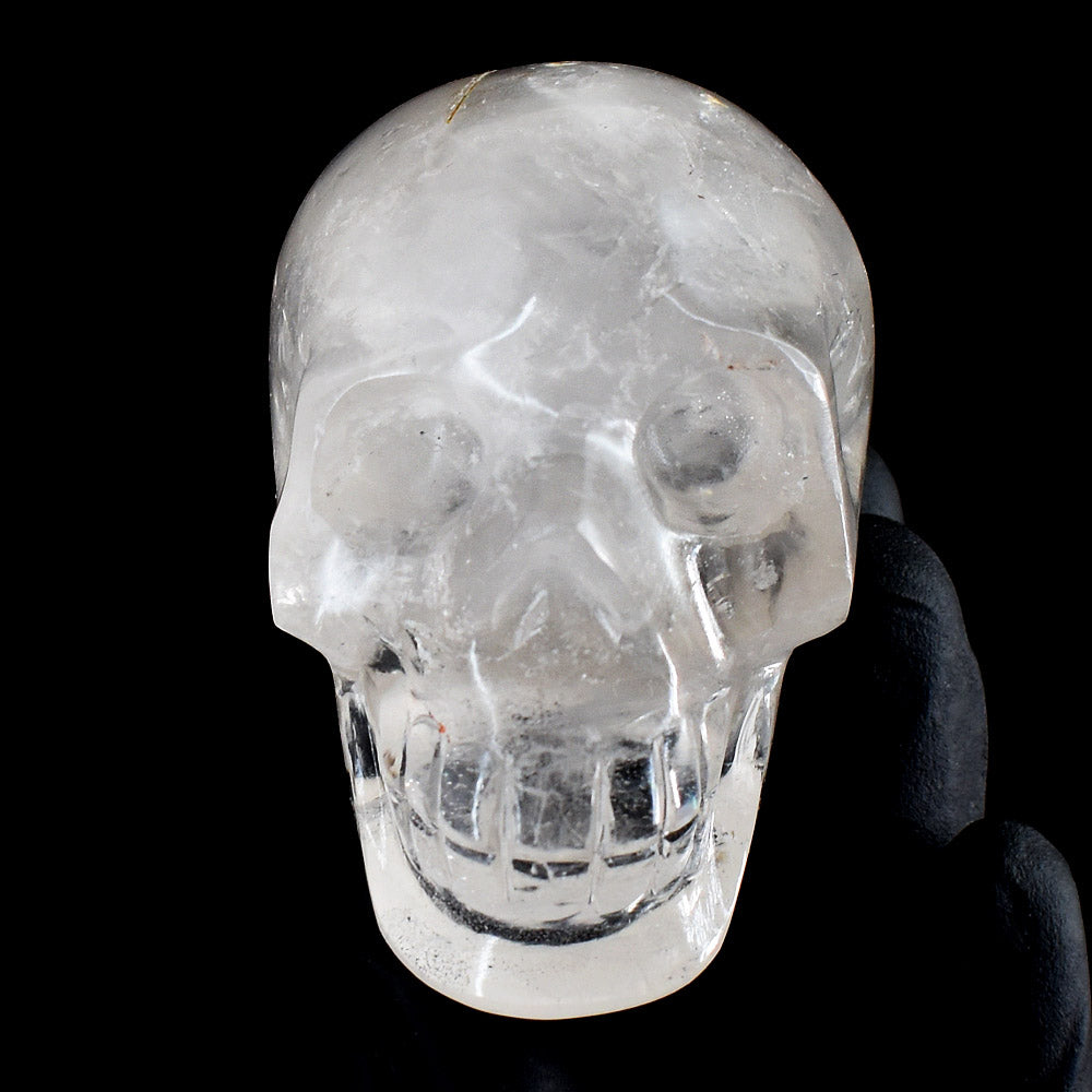 Craftsmen 938.00 Carats Genuine White Quartz Hnad Carved Gemstone Skull Crystal Carving