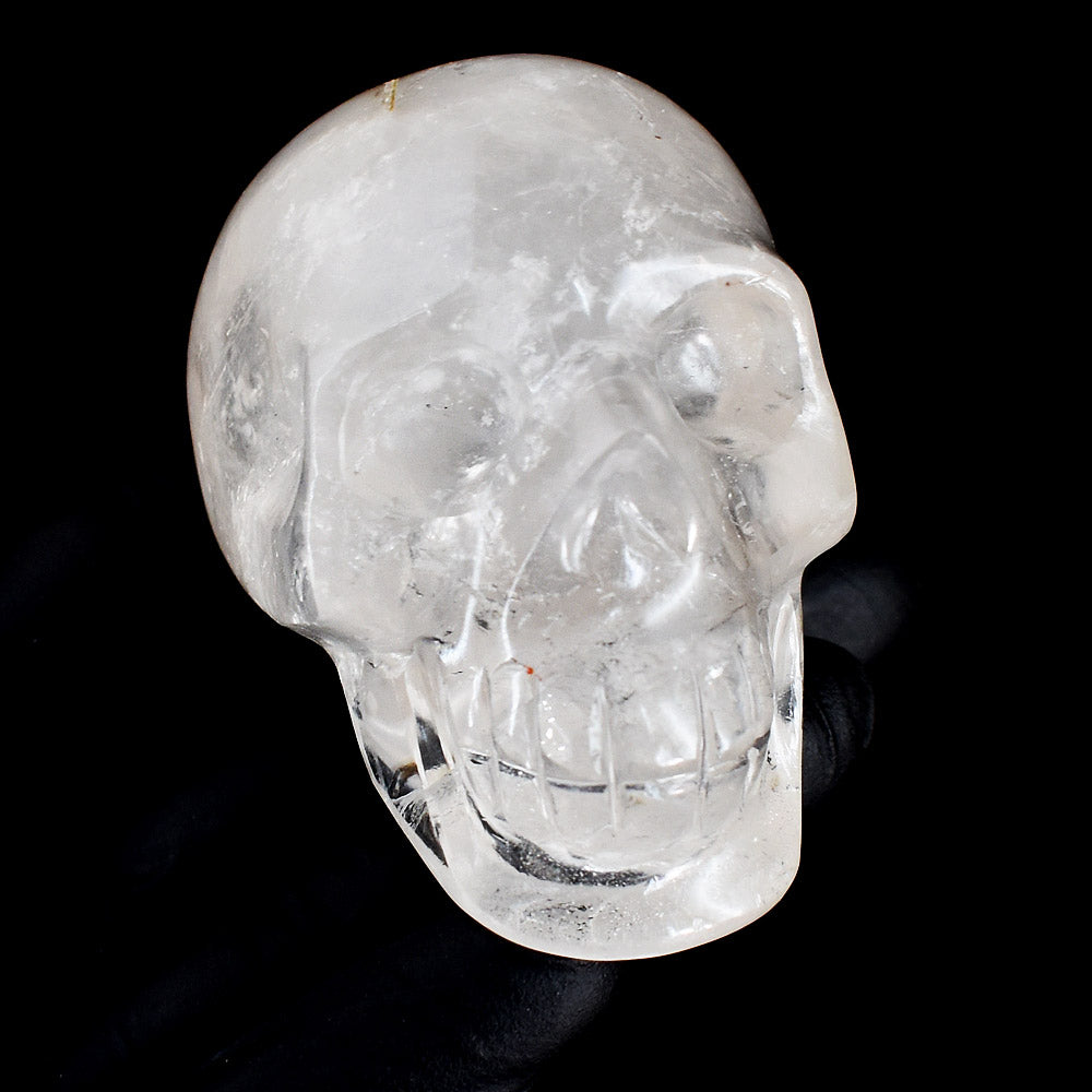 Craftsmen 938.00 Carats Genuine White Quartz Hnad Carved Gemstone Skull Crystal Carving